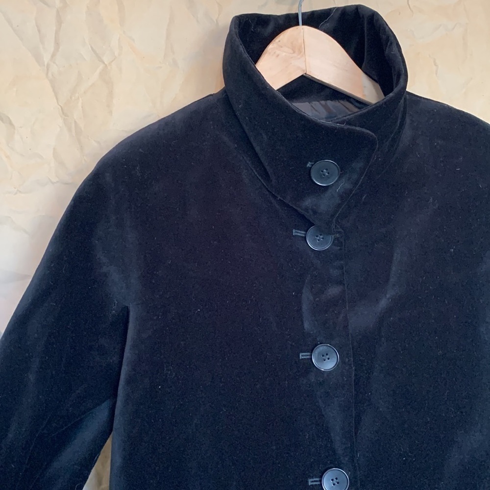 Talbots Petites | Cotton Black Velvet Button Pocket Fully Lined Blazer Jacket 0P - Picture 10 of 16